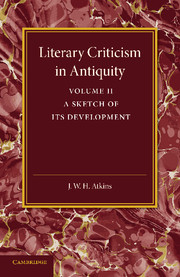 Couverture de l’ouvrage Literary Criticism in Antiquity: Volume 2, Graeco-Roman