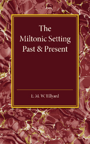 Couverture de l’ouvrage The Miltonic Setting Past and Present