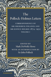 Couverture de l’ouvrage The Pollock–Holmes Letters: Volume 1