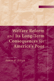 Couverture de l’ouvrage Welfare Reform and its Long-Term Consequences for America's Poor