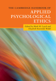 Couverture de l’ouvrage The Cambridge Handbook of Applied Psychological Ethics
