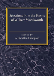 Couverture de l’ouvrage Selections from the Poems of William Wordsworth