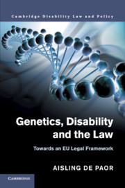 Couverture de l’ouvrage Genetics, Disability and the Law