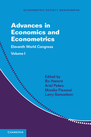Couverture de l’ouvrage Advances in Economics and Econometrics: Volume 1