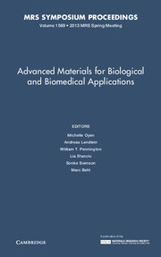 Couverture de l’ouvrage Advanced Materials for Biological and Biomedical Applications: Volume 1569