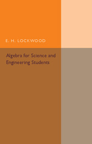 Couverture de l’ouvrage Algebra for Science and Engineering Students