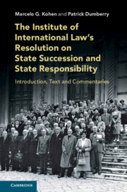 Cover of the book The Institute of International Law's Resolution on State Succession and State Responsibility
