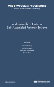 Couverture de l’ouvrage Fundamentals of Gels and Self-Assembled Polymer Systems: Volume 1622