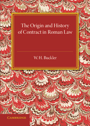 Couverture de l’ouvrage The Origin and History of Contract in Roman Law