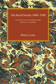 Couverture de l’ouvrage The Royal Society, 1660–1940