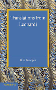 Cover of the book Translations from Leopardi