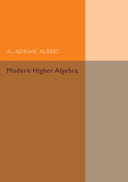 Couverture de l’ouvrage Modern Higher Algebra