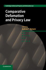 Couverture de l’ouvrage Comparative Defamation and Privacy Law