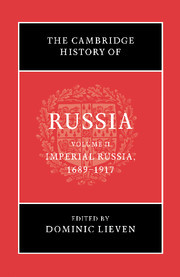 Couverture de l’ouvrage The Cambridge History of Russia: Volume 2, Imperial Russia, 1689–1917
