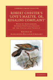 Couverture de l’ouvrage Robert Chester's ‘Love's Martyr; Or, Rosalins Complaint'