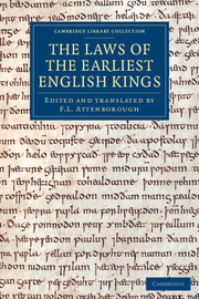 Couverture de l’ouvrage The Laws of the Earliest English Kings