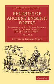 Couverture de l’ouvrage Reliques of Ancient English Poetry