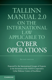 Cover of the book Tallinn Manual 2.0 on the International Law Applicable to Cyber Operations