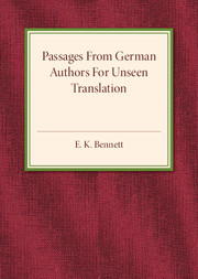 Couverture de l’ouvrage Passages from German Authors for Unseen Translation