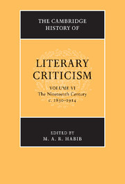Couverture de l’ouvrage The Cambridge History of Literary Criticism: Volume 6, The Nineteenth Century, c.1830–1914