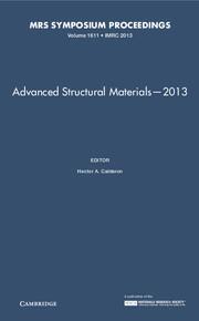Cover of the book Advanced Structural Materials—2013: Volume 1611