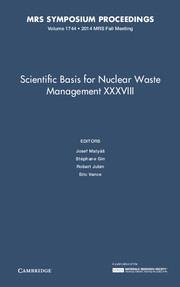 Couverture de l’ouvrage Scientific Basis for Nuclear Waste Management XXXVIII: Volume 1744