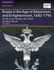 Couverture de l’ouvrage A/AS Level History for AQA Russia in the Age of Absolutism and Enlightenment, 1682–1796 Student Book