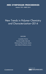Couverture de l’ouvrage New Trends in Polymer Chemistry and Characterization - 2014: Volume 1767