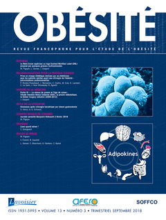 Couverture de l’ouvrage Obésité. Vol. 13 N° 3 - Septembre 2018
