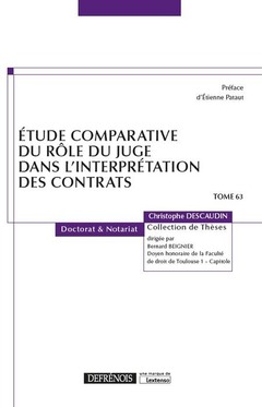 Cover of the book ETUDE COMPARATIVE DU ROLE DU JUGE DANS L INTERPRETATION DES CONTRATS