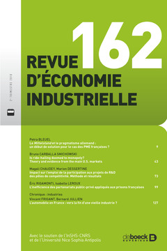 Couverture de l’ouvrage Revue d'économie industrielle 2018/2 - 162 - Varia