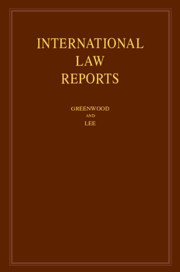Couverture de l’ouvrage International Law Reports: Volume 181