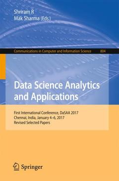 Cover of the book Data Science Analytics and Applications