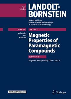 Couverture de l’ouvrage Magnetic Properties of Paramagnetic Compounds