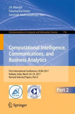 Cover of the book Computational Intelligence, Communications, and Business Analytics