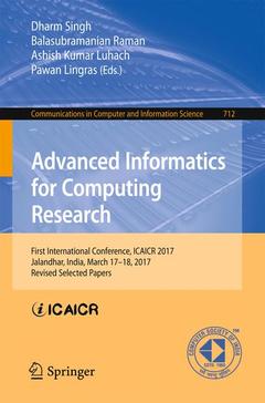Couverture de l’ouvrage Advanced Informatics for Computing Research