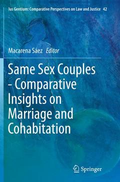 Couverture de l’ouvrage Same Sex Couples - Comparative Insights on Marriage and Cohabitation