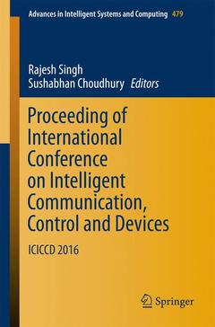 Couverture de l’ouvrage Proceeding of International Conference on Intelligent Communication, Control and Devices 
