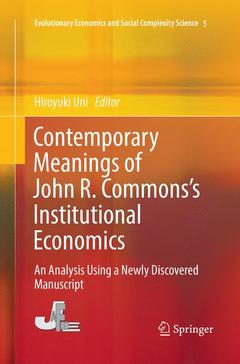 Couverture de l’ouvrage Contemporary Meanings of John R. Commons's Institutional Economics