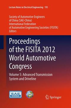 Couverture de l’ouvrage Proceedings of the FISITA 2012 World Automotive Congress