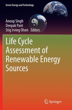 Couverture de l’ouvrage Life Cycle Assessment of Renewable Energy Sources
