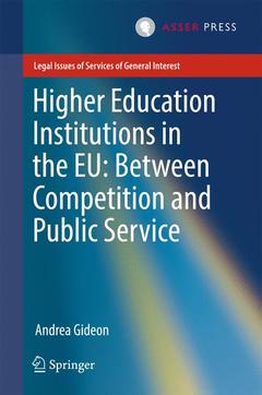 Couverture de l’ouvrage Higher Education Institutions in the EU: Between Competition and Public Service