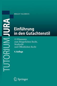 Couverture de l’ouvrage Einführung in den Gutachtenstil