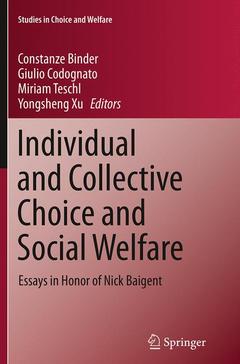 Couverture de l’ouvrage Individual and Collective Choice and Social Welfare