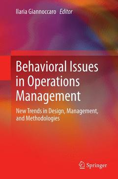 Couverture de l’ouvrage Behavioral Issues in Operations Management