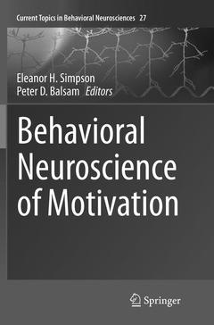 Couverture de l’ouvrage Behavioral Neuroscience of Motivation