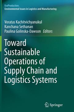 Couverture de l’ouvrage Toward Sustainable Operations of Supply Chain and Logistics Systems