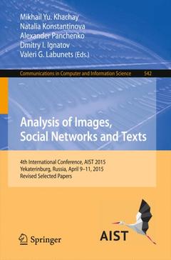 Couverture de l’ouvrage Analysis of Images, Social Networks and Texts