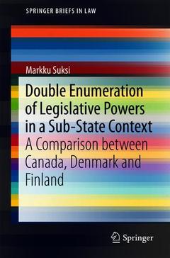 Couverture de l’ouvrage Double Enumeration of Legislative Powers in a Sub-State Context