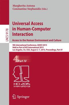Couverture de l’ouvrage Universal Access in Human-Computer Interaction. Access to the Human Environment and Culture